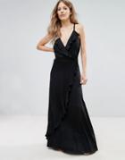 Liquorish Ruffle Maxi Dress - Black