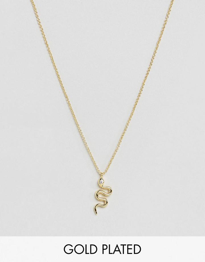 Rock N Rose Delicate Snake Necklace - Gold