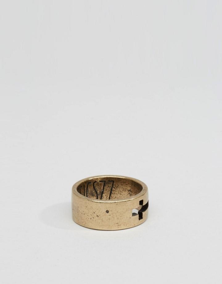 Classics 77 Burnished Cross Band Ring In Gold - Gold