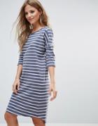 Blend She Henry Striped Tee Dress - Blue