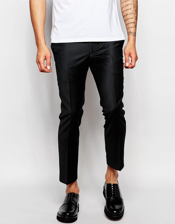 Noak Cross Fleck Cropped Pants In Skinny Fit - Black
