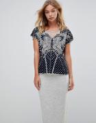 Sugarhill Boutique Butterfly Cutwork Embroidered Top - Multi