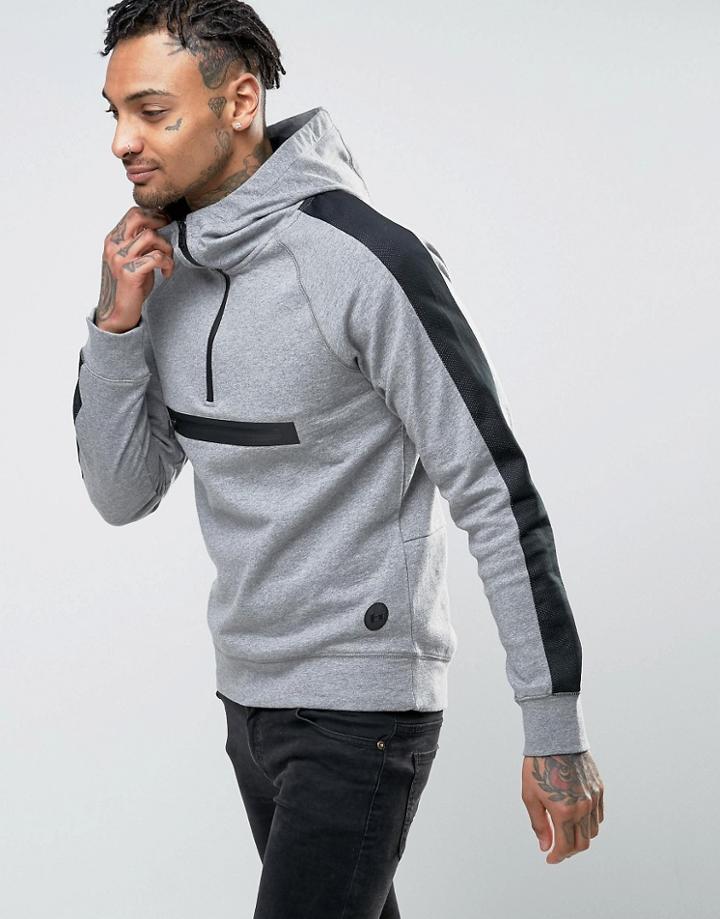 Blend Active Pull Over Hoody With Zip - Gray