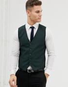 Selected Homme Skinny Suit Vest In Forest Green