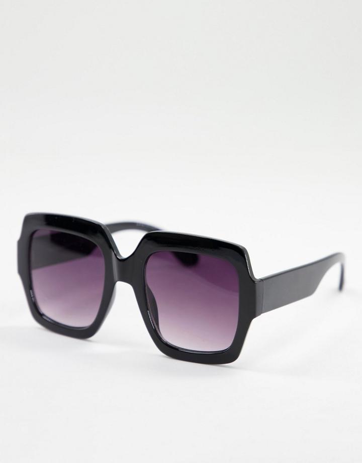 Aj Morgan So Happy Oversized Square Lens Sunglasses-black