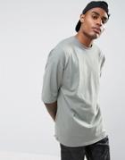 Asos Oversized T-shirt With Half Sleeve In Green - Green