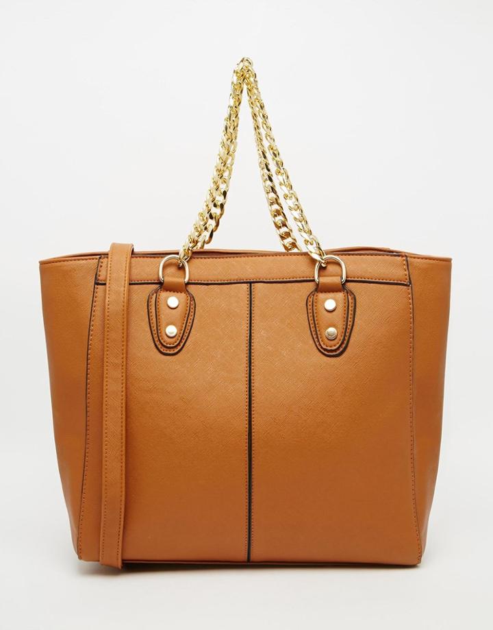 Asos Chain Handle Tote Bag - Tan