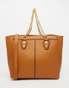 Asos Chain Handle Tote Bag - Tan