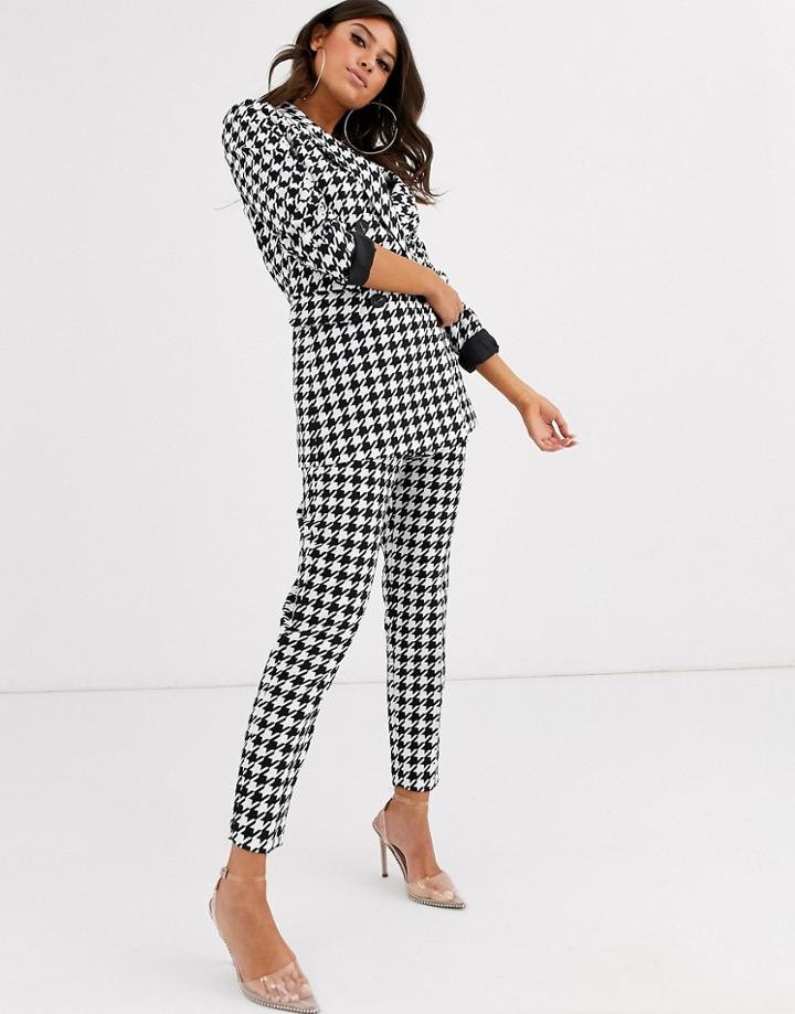 Asos Design Mono Dogstooth Slim Suit Pants