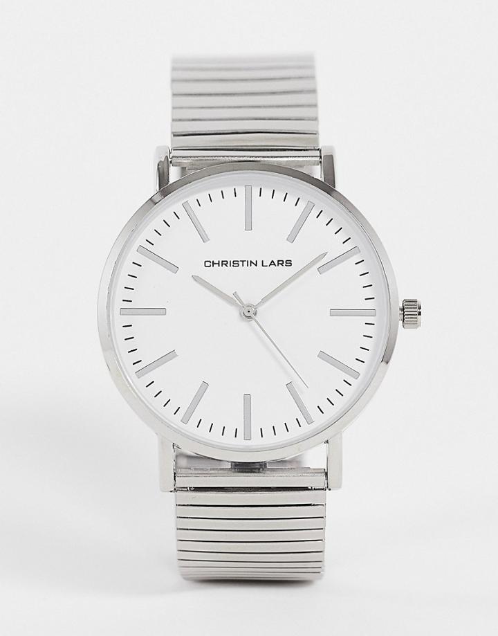 Christian Lars Mens Bracelet Watch With White Dial In Silver
