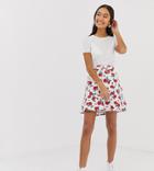 Monki Floral Polka Dot Frill Skirt Two-piece-white