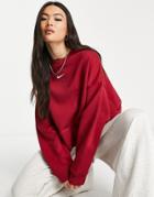 Nike Collection Fleece Oversized Crew Neck Sweatshirt In Burgundy-red