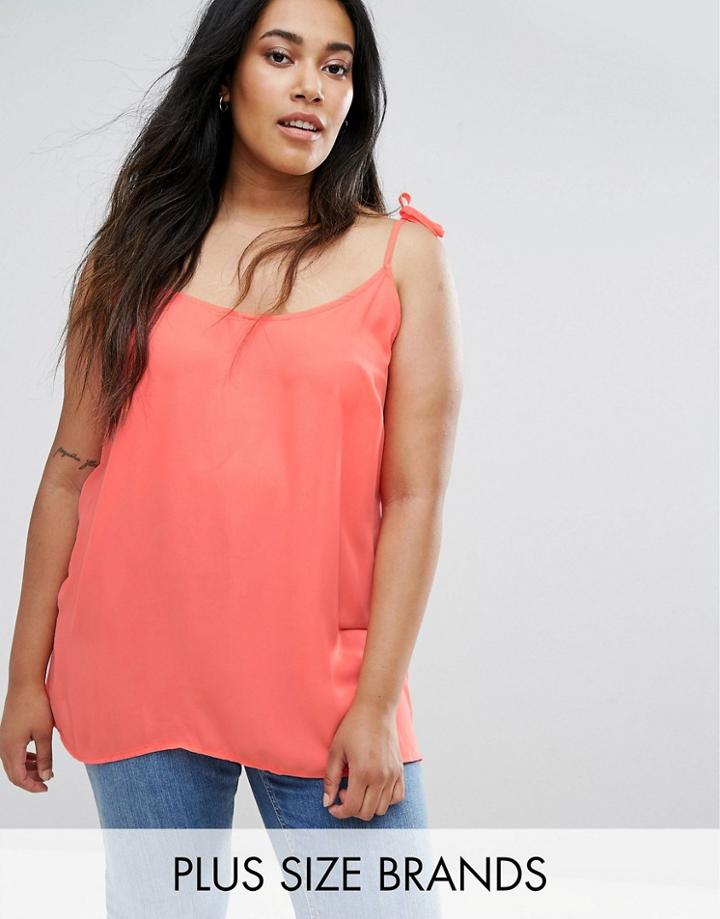 New Look Plus Tie Shoulder Cami Top - Pink