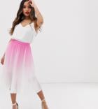 Chi Chi London Petite Pleated Midi Skirt In Pink Two-piece