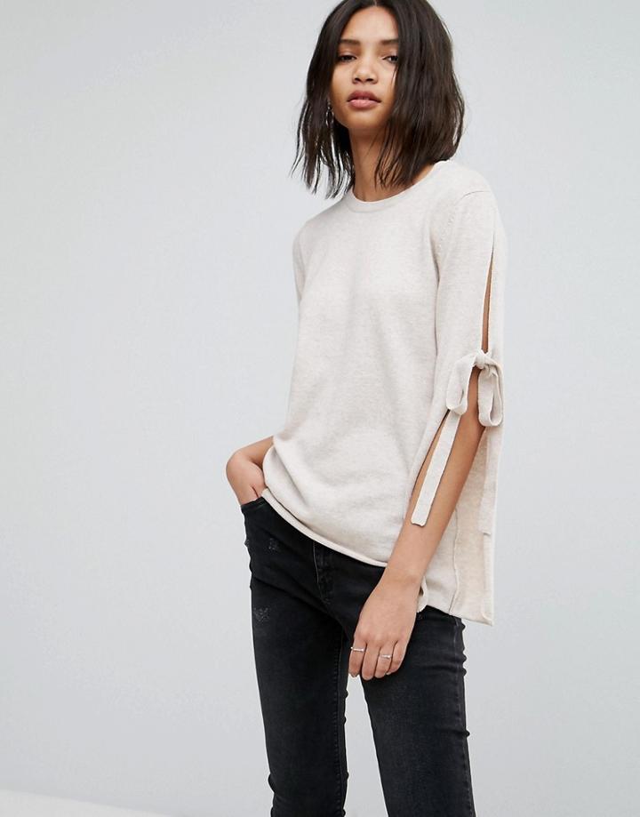 Vila Tie Sleeve Sweater - Pink