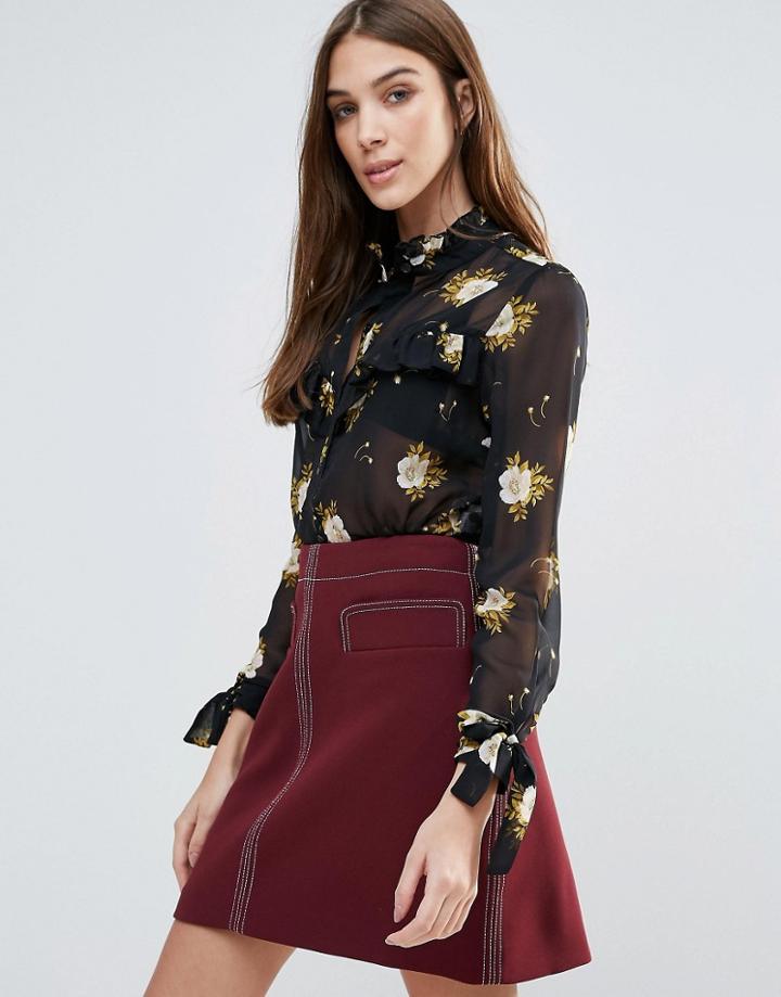 Influence Floral Blouse - Black