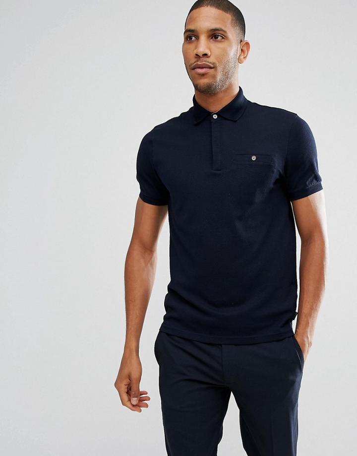Ted Baker Polo In Texture - Navy
