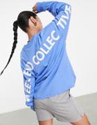 Asos Weekend Collective Oversized Long Sleeve T-shirt With Back Logo In Blue