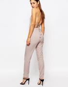 Missguided Strappy Back Slim Leg Jumpsuit - Mushroom