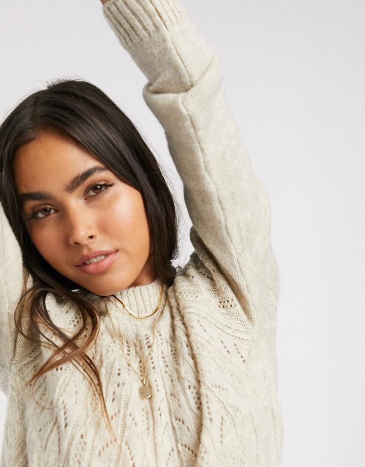 Vero Moda Sweater With Cable Detail In Cream-white