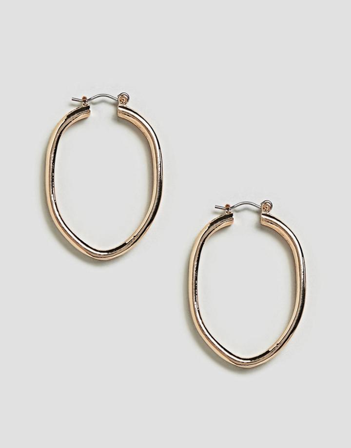 Asos Oval Ridged Hoop Earrings - Gold