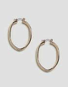 Asos Oval Ridged Hoop Earrings - Gold