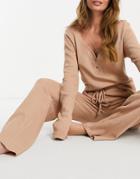 Missguided Top And Pants Loungewear Set In Camel-neutral