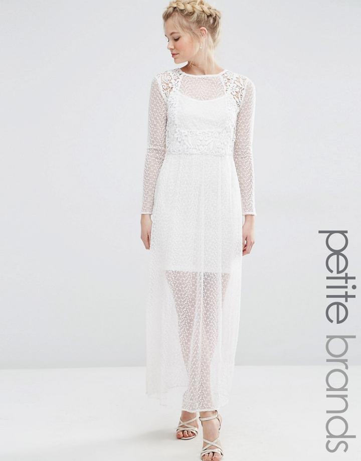 Vero Moda Petite Sheer Lace Mix Maxi Dress - Snow White