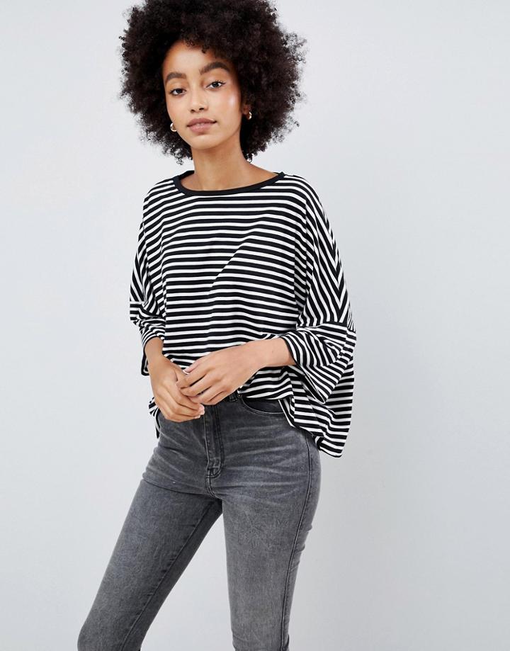 Dr Denim Oversized T-shirt In Stripe - Black