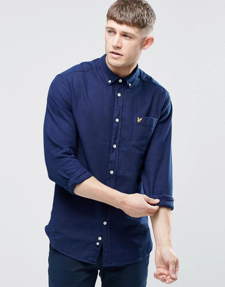 Lyle & Scott Oxford Shirt In Indigo Blue - 1 Dark Indigo