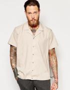 Asos Camel Shirt With Revere Collar And Elasticated Hem In Regular Fit - Brown