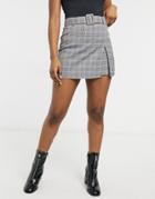 Stradivarius Tailored Skort In Blue Checks-blues