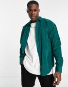 New Look Oversized Cord Overshirt In Dark Green
