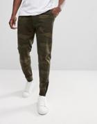 Abercrombie & Fitch Black Label Sports Cuffed Joggers In Green Camo - Black