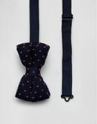 7x Knitted Spot Bow Tie - Navy