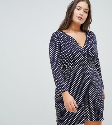 Praslin Wrap Dress In Polka Dot - Navy