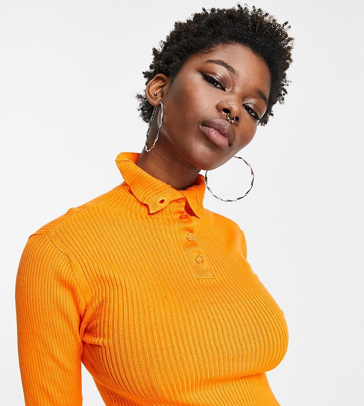 Asyou Knitted Roll Neck Sweater In Orange-multi