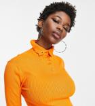 Asyou Knitted Roll Neck Sweater In Orange-multi