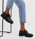 London Rebel Wide Fit Chunky Lace Up Brogues In Black - Black