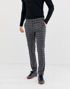 Selected Homme Slim Fit Smart Check Pants - Gray