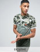 Ellesse T-shirt With Camo Dip Dye - Green