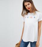 Asos Design Maternity T-shirt With Rainbow Preggers Print In White - White