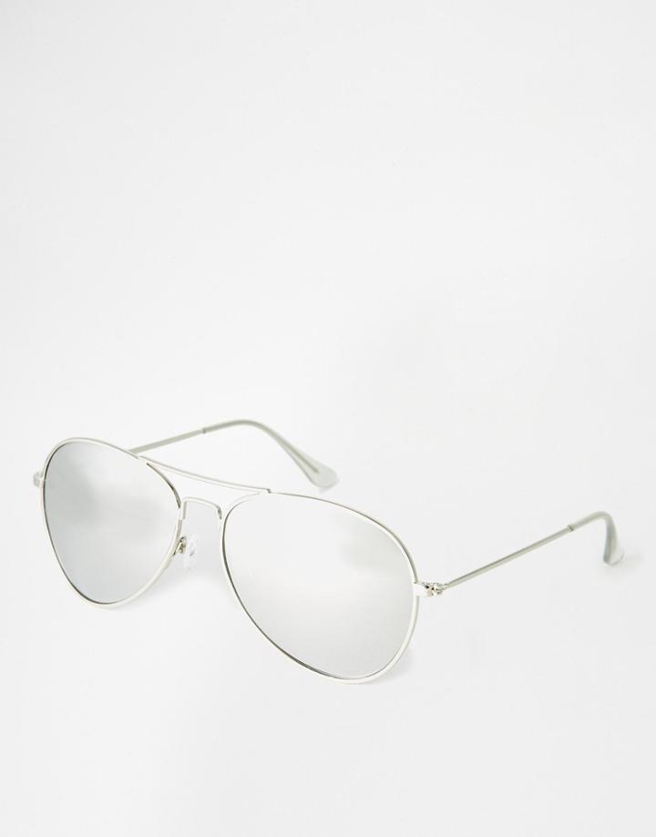 7x Aviator Sunglasses With Silver Lenses - Silver
