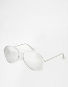 7x Aviator Sunglasses With Silver Lenses - Silver