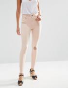 Asos Ridley Skinny Jeans In Petal Pink Wash With Rip And Repair - Petal Pink