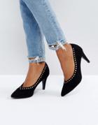 New Look High Vamp Cone Heel Eyelet Shoe - Black