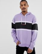 Wrangler Oversized Logo Color Block Chest Stripe Sweatshirt In Heirloom Lilac-purple