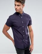 Asos Regular Fit Shirt In Navy With Button Down Collar - Navy