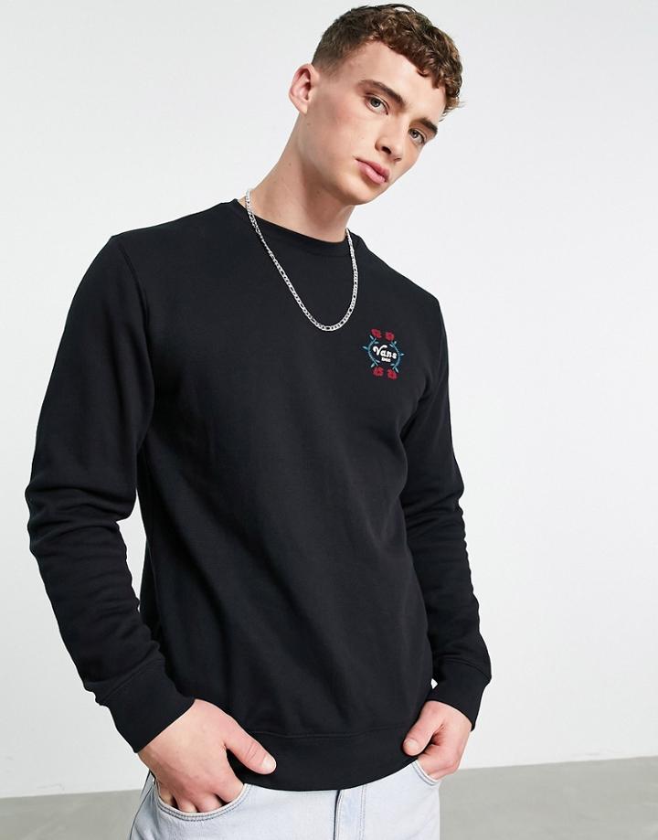 Vans Roses Crew Neck Sweat In Black