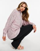 Pretty Lavish Balloon Sleeve Sequin Blouse In Lilac-pink